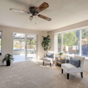 living room carpeted area